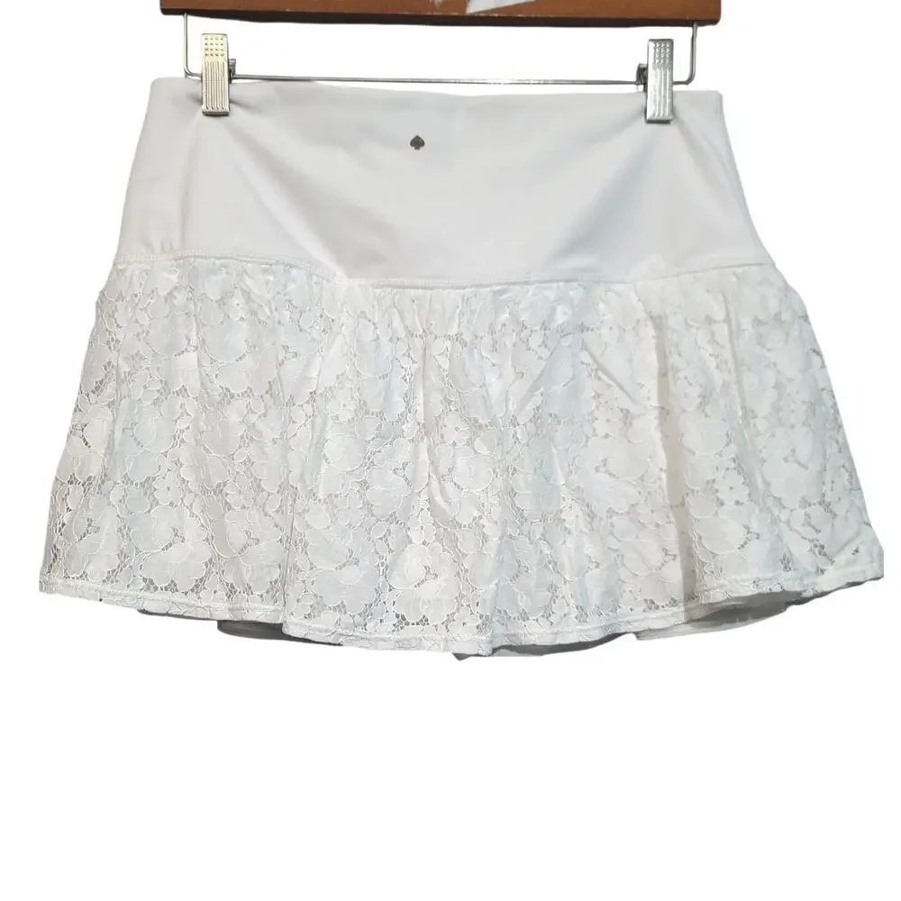 Kate Spade Textured Lace Tennis Skort M EUC White Athleisure Skirt